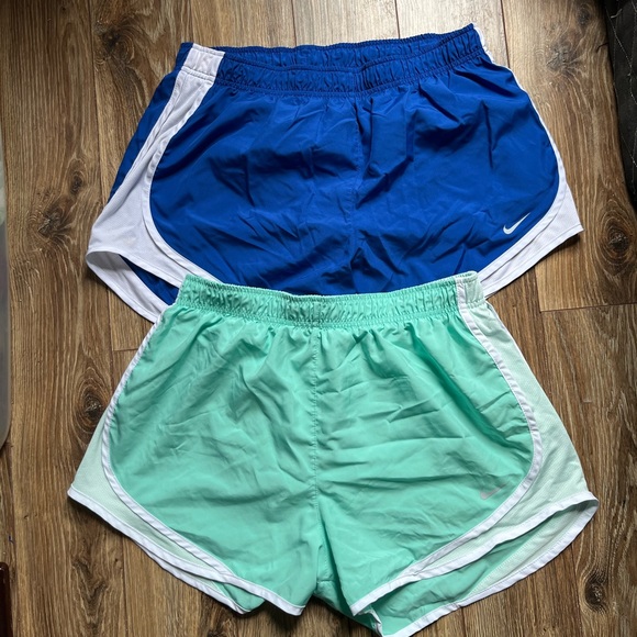 Nike Pants - two pairs of nike drifit tiempo running shorts - teal and royal blue size large
